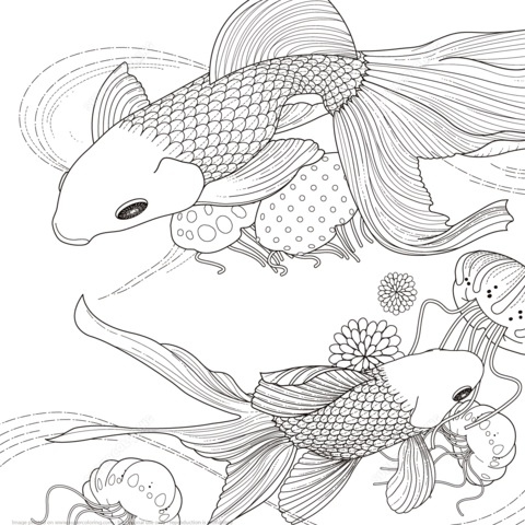 Golden Fish Coloring Page